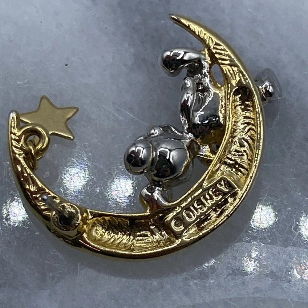 Disney Womens OS Earrings Gold Silver Mickey Mouse Moon Star Dangle Studs